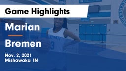 Marian  vs Bremen  Game Highlights - Nov. 2, 2021