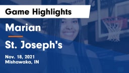 Marian  vs St. Joseph's  Game Highlights - Nov. 18, 2021