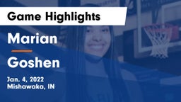 Marian  vs Goshen  Game Highlights - Jan. 4, 2022