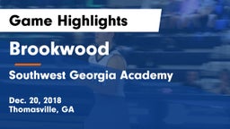 Brookwood  vs Southwest Georgia Academy  Game Highlights - Dec. 20, 2018