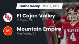 Recap: El Cajon Valley  vs. Mountain Empire  2019