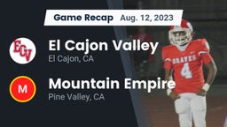 Recap: El Cajon Valley  vs. Mountain Empire  2023
