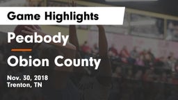 Peabody  vs Obion County  Game Highlights - Nov. 30, 2018