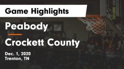 Peabody  vs Crockett County  Game Highlights - Dec. 1, 2020