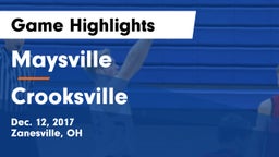 Maysville  vs Crooksville  Game Highlights - Dec. 12, 2017