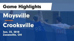 Maysville  vs Crooksville  Game Highlights - Jan. 23, 2018