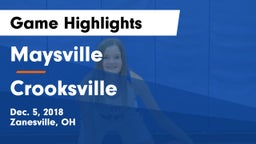 Maysville  vs Crooksville  Game Highlights - Dec. 5, 2018