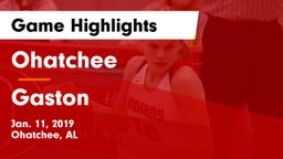 Ohatchee  vs Gaston  Game Highlights - Jan. 11, 2019