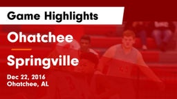 Ohatchee  vs Springville  Game Highlights - Dec 22, 2016