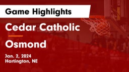 Cedar Catholic  vs Osmond  Game Highlights - Jan. 2, 2024