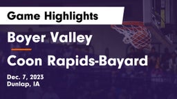 Boyer Valley  vs Coon Rapids-Bayard  Game Highlights - Dec. 7, 2023
