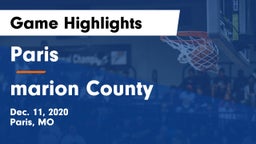 Paris  vs marion County Game Highlights - Dec. 11, 2020