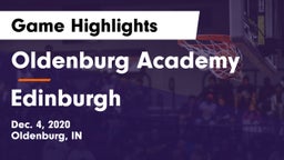 Oldenburg Academy  vs Edinburgh  Game Highlights - Dec. 4, 2020