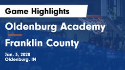 Oldenburg Academy  vs Franklin County  Game Highlights - Jan. 3, 2020