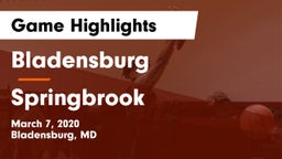 Bladensburg  vs Springbrook  Game Highlights - March 7, 2020
