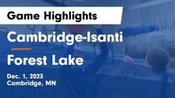 Cambridge-Isanti  vs Forest Lake  Game Highlights - Dec. 1, 2023