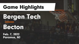 Bergen Tech  vs Becton  Game Highlights - Feb. 7, 2022