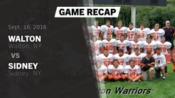 Recap: Walton  vs. Sidney  2016