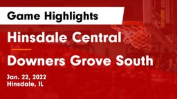 Hinsdale Central  vs Downers Grove South  Game Highlights - Jan. 22, 2022