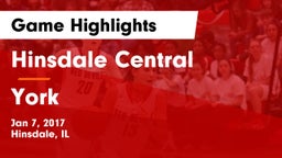Hinsdale Central  vs York  Game Highlights - Jan 7, 2017