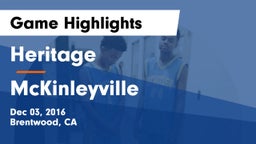 Heritage  vs McKinleyville  Game Highlights - Dec 03, 2016
