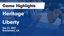 Heritage  vs Liberty Game Highlights - Jan 21, 2017