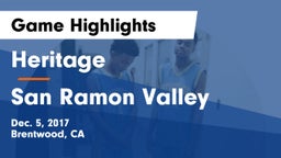 Heritage  vs San Ramon Valley  Game Highlights - Dec. 5, 2017