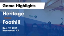 Heritage  vs Foothill  Game Highlights - Dec. 12, 2017