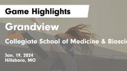 Grandview  vs Collegiate School of Medicine & Bioscience Game Highlights - Jan. 19, 2024