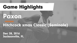 Paxon  vs Hitchcock xmas Classic (Seminole) Game Highlights - Dec 28, 2016