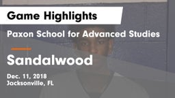 Paxon School for Advanced Studies vs Sandalwood  Game Highlights - Dec. 11, 2018