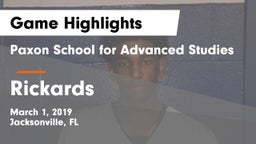 Paxon School for Advanced Studies vs Rickards Game Highlights - March 1, 2019