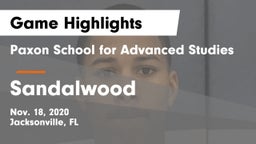 Paxon School for Advanced Studies vs Sandalwood Game Highlights - Nov. 18, 2020