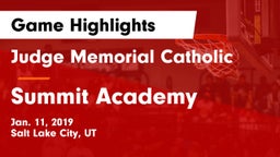 Judge Memorial Catholic  vs Summit Academy  Game Highlights - Jan. 11, 2019