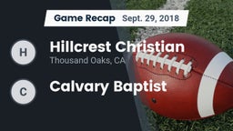 Recap: Hillcrest Christian   vs. Calvary Baptist 2018