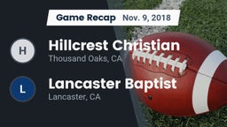 Recap: Hillcrest Christian   vs. Lancaster Baptist  2018