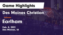 Des Moines Christian  vs Earlham  Game Highlights - Feb. 8, 2022