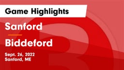 Sanford  vs Biddeford  Game Highlights - Sept. 26, 2022