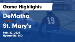 DeMatha  vs St. Mary's  Game Highlights - Feb. 22, 2020