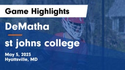 DeMatha  vs st johns college  Game Highlights - May 5, 2023