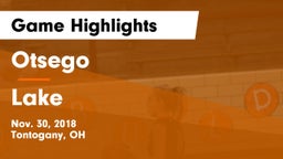 Otsego  vs Lake  Game Highlights - Nov. 30, 2018