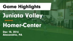 Juniata Valley  vs Homer-Center  Game Highlights - Dec 10, 2016
