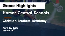 Homer Central Schools vs Christian Brothers Academy  Game Highlights - April 18, 2023