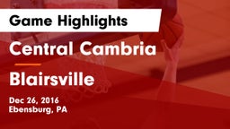 Central Cambria  vs Blairsville  Game Highlights - Dec 26, 2016
