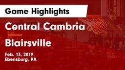 Central Cambria  vs Blairsville  Game Highlights - Feb. 13, 2019