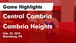 Central Cambria  vs Cambria Heights  Game Highlights - Feb. 22, 2019