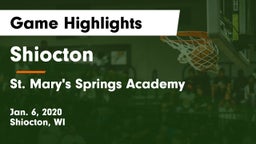 Shiocton  vs St. Mary's Springs Academy  Game Highlights - Jan. 6, 2020