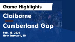Claiborne  vs Cumberland Gap Game Highlights - Feb. 13, 2020
