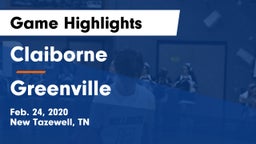 Claiborne  vs Greenville Game Highlights - Feb. 24, 2020