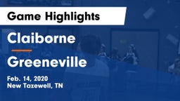 Claiborne  vs Greeneville  Game Highlights - Feb. 14, 2020